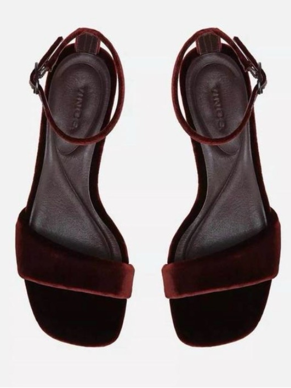 Vince Prue City Kitten Heel Sandal in Pinot Velvet 8.5 M - Picture 2 of 14
